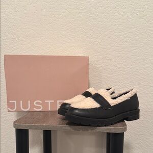 Cream and Black Chunky Sole Loafers